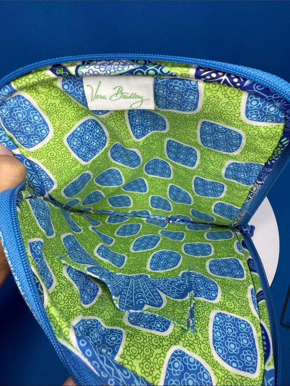 Vera Bradley Blue Navy Lime Green Floral Laptop Sleeve